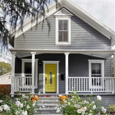 Grey House Yellow Door Grey Exterior House Colors House Paint
