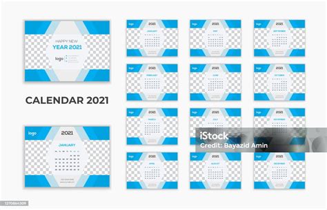Tahun Baru Kalender 2021 Meja Dan Dinding Cetak Desain Template Siap