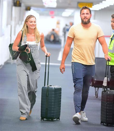 Margot Robbie With Her Husband Tom Ackerley Touch Down In New York