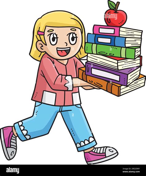 Child Carrying Books Cartoon Colored Clipart Stock Vector Image And Art