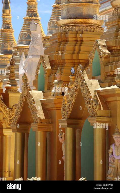 Gleaming In Gold And Decorated With Diamonds The Huge Shwedagon Pagoda