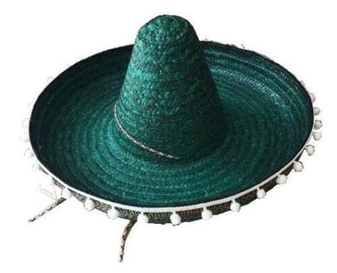 Large Tall Mexican Green Straw Sombrero Hat With Hanging Tassels Mexico Wide Cap Ebay