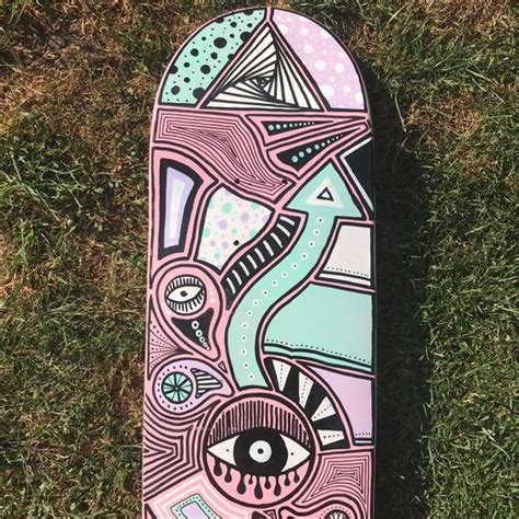 Hand Painted Trippy Skateboard Skateboard Deck Art Painted
