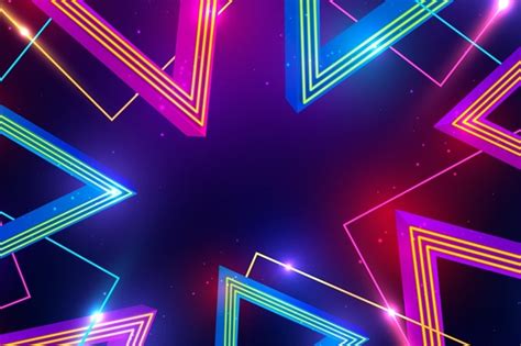 Free Vector Geometric Shapes Neon Lights Wallpaper