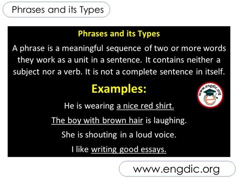 Phrases And Their Types In English Grammar With Pdf Engdic