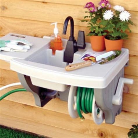 You can then store an expandable garden hose under your sink which will allow you to keep it. Water hose sink | Outdoor sinks, Garden, Outdoor