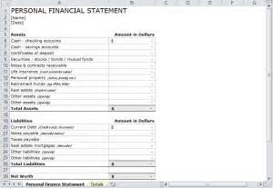 personal financial statement template personal financial
