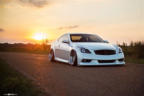 Stanced And Awesome White Infiniti G37 With Blacked Out Grille — Carid
