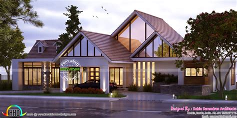 Single Floor Sloping Roof 2463 Sq Ft Kerala Home Design And Floor Plans
