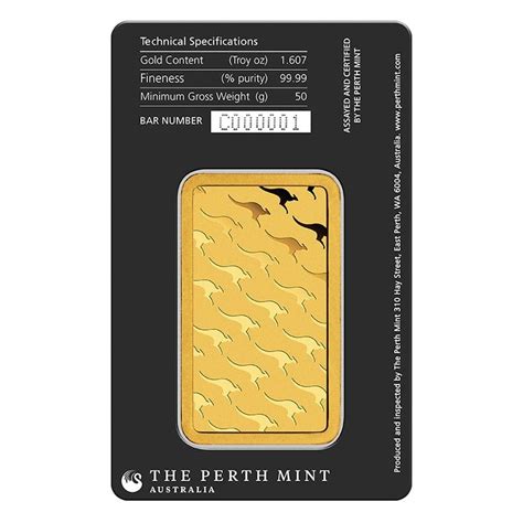 50 Gram Perth Mint Gold Bar In Assay Bullion Exchanges