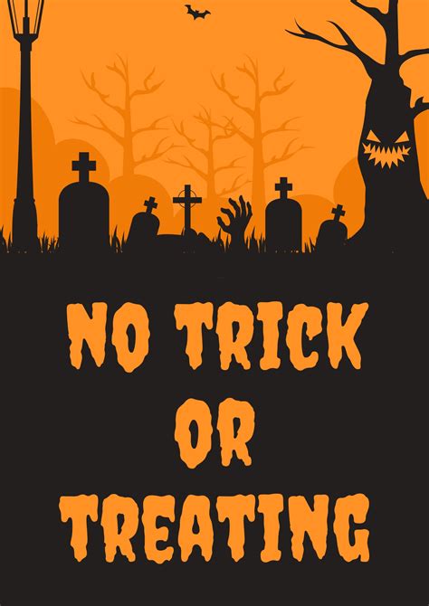 No Trick Or Treating Sign Free Printable Mrs Pinch