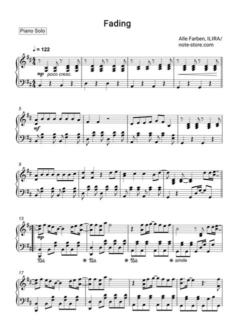 Alle Farben Ilira Fading Sheet Music For Piano Download Pianosolo