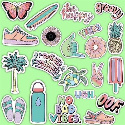 Multi Color Aesthetic Sticker 21 Pack LARGE 3