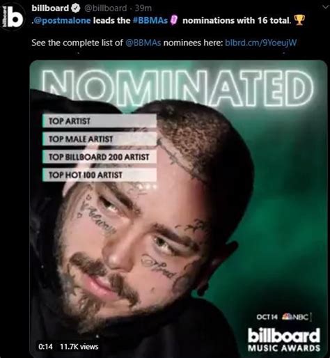 Post Malone Leads Billboard Music Awards Nominations With Total