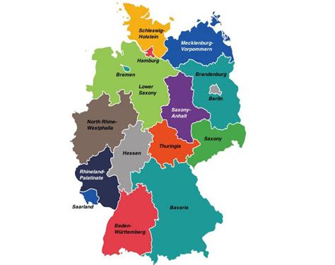Germany (federal republic of germany) , de. Germany region map - Germany regions map (Western Europe ...