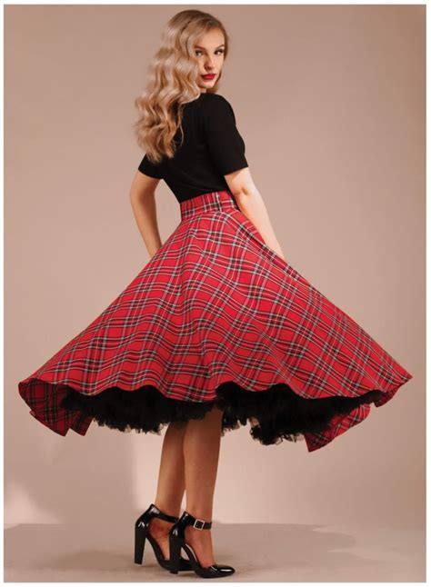 Royal Stewart Tartan 50s Style Bonny Skirt With Pockets British Retro