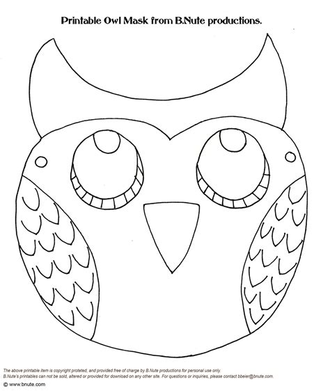 Owl Mask Template Printable