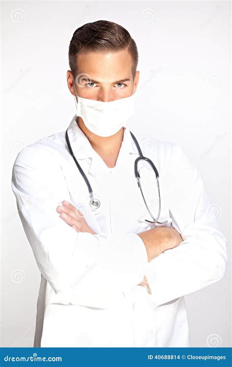 Young Male Doctor With Surgeon Mask Stock Photo Image Of Mask Male