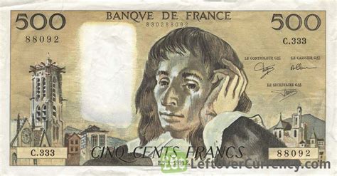 500 French Francs Blaise Pascal Exchange Yours For Cash