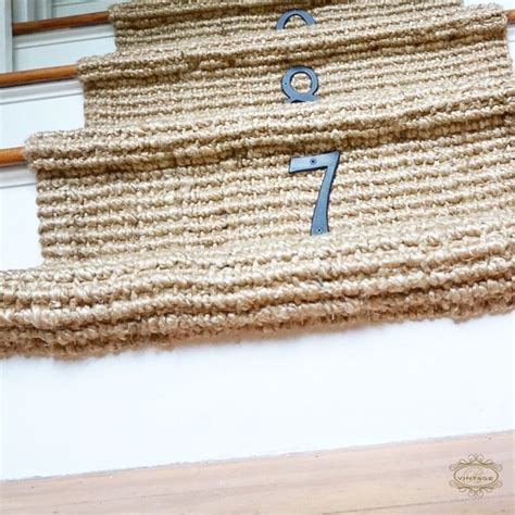 I played around with the placement and decided on 6 nails per tread. DIY stair runner, jute stair runner, stairs | Stair runner, Diy stairs, Shabby chic decor