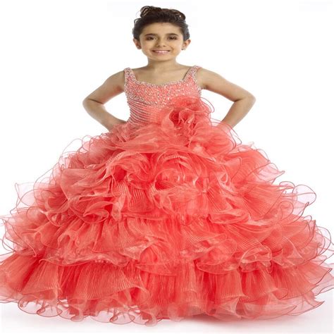 Kids Party Gowms Childewn Princess Beading Ruffled Ball Gowns 2017