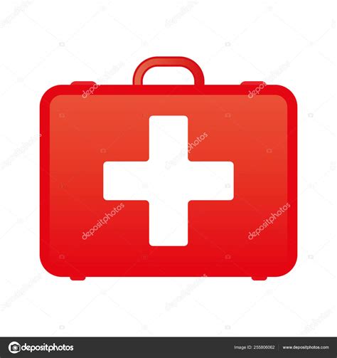 Red First Aid Kit Isolated On Blue Background Health Help And Medical