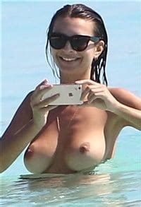 Emily Ratajkowski Naked Boobs Topless Beach Candids