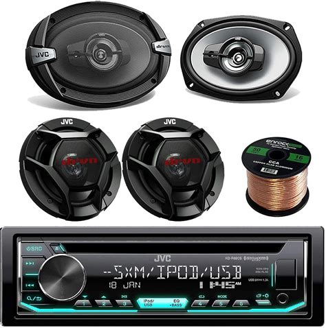 Single Din Car Audio Cd Player Receiver Bundle Combo With 2