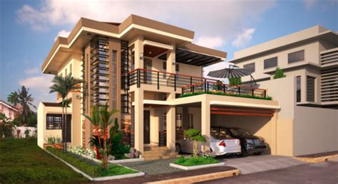 Plantation homes two storey house plans have everything you want in a home. Two Double Storey Houses With Small Balcony | House ...
