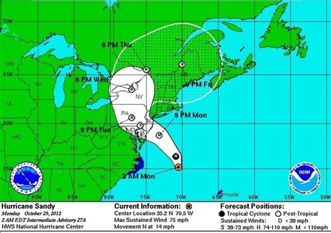 Hurricane Sandy Path Superstorms Sights Still Set On Mid Atlantic