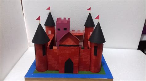 Try cutting windows before assembling the castle! Castle model | Castle with paper | cardboard castle making ...