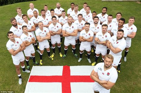 England Stars Line Up For Team Photo Ahead Of Rugby World Cup 2015 Bid