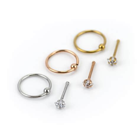 Claires Womens Stainless Steel 20g Star Stud And Hoop Nose Rings Bar
