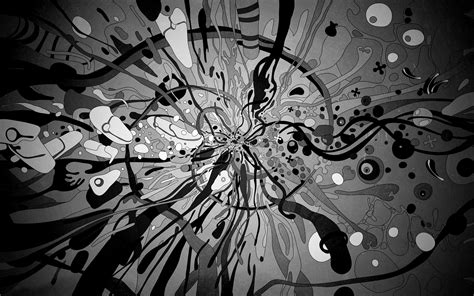 Black White Psychedelic Vector Shapes Wallpaper 1920x1200 30812
