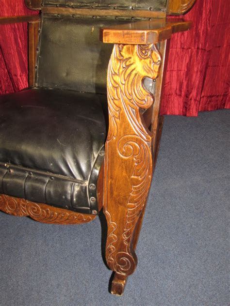 Lot Detail Handsome And Unique Antique Mahogany Rocking Chair With Carved Lions Heads