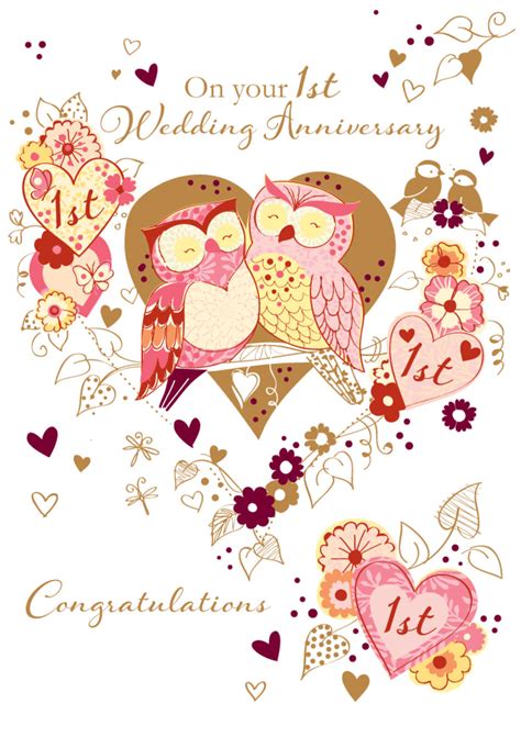 On Your 1st Wedding Anniversary Greeting Card Cards Love Kates