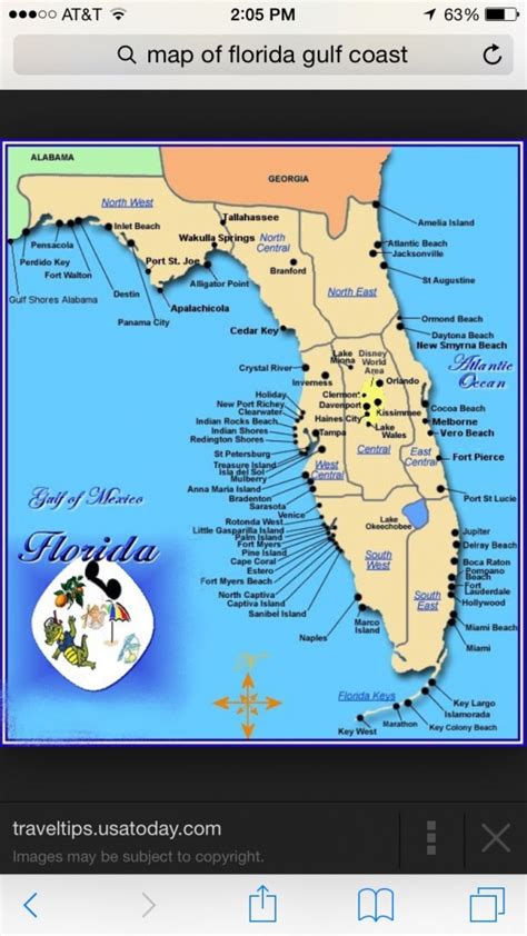 Map Of Florida Beaches Gulf Side Free Printable Maps