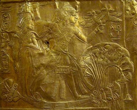 Two Gold Plaques Showing Tutankhamun And His Wife Ankhesenamun From The