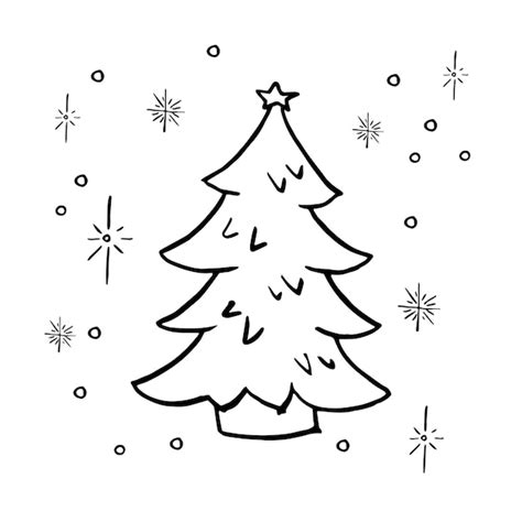 Premium Vector Doodle Christmas Tree Simple Hand Drawn Decorated