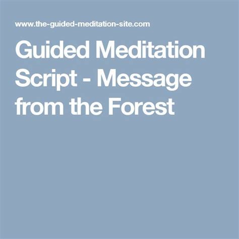 Guided Meditation Script Message From The Forest