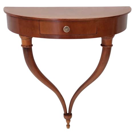 Demilune Wood And Beech Wall Mounted Console Table With Marble Top Italy 1950s At 1stdibs