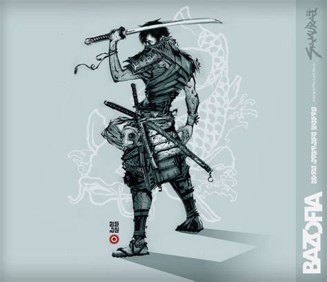 Illustration Samouraï Homme Avec Détails Armure Samurai Artwork