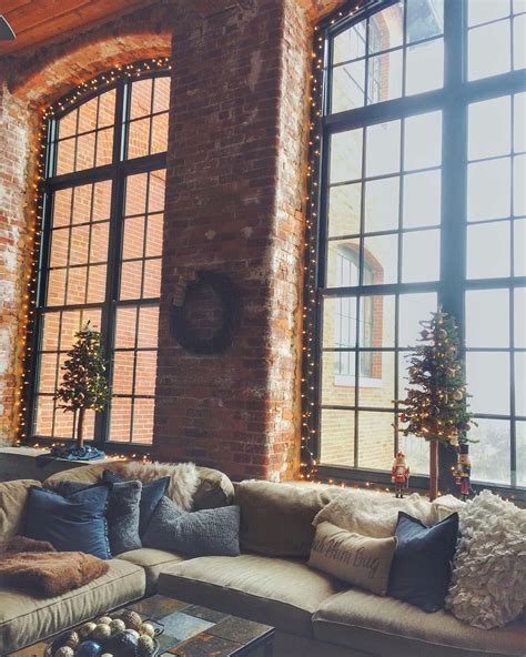 Cozy Loft Style Apartment Christmas Decor Exposed Brick Wall With