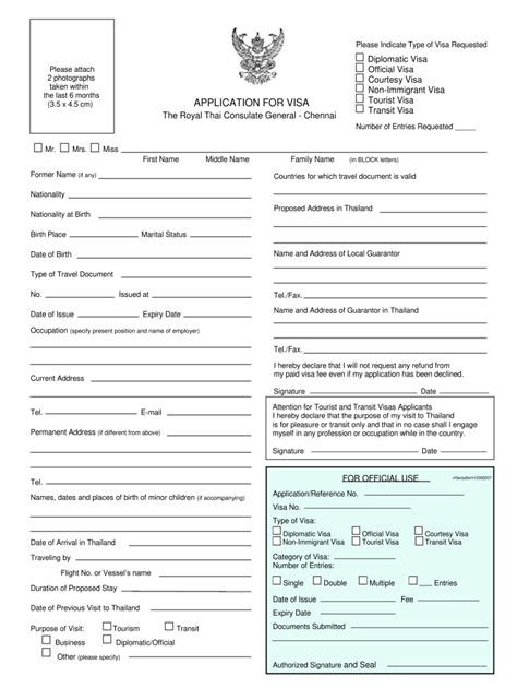 Thailand Visa Application Form Download Fill Out And Sign Online Dochub