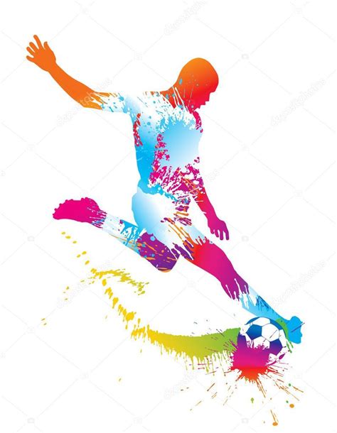 Jugador de fútbol patea la pelota ilustración vectorial Soccer players Soccer Vector