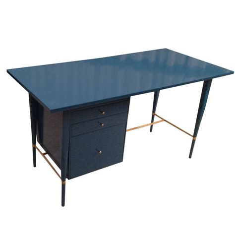 Paul Mccobb Lacquered Desk In Deep Turquoise