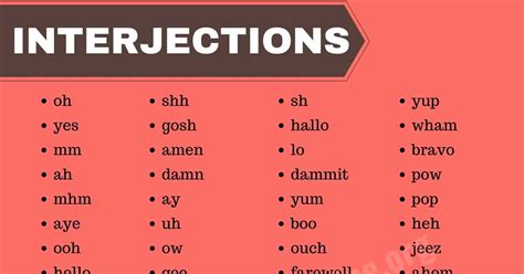Remarkable List Of Interjection 400 Interjections In English