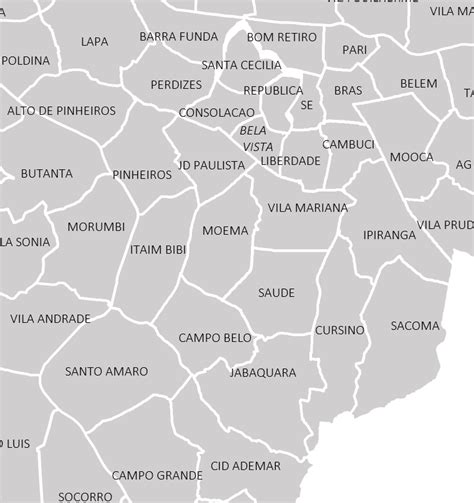 Mapa da região metropolitana de São Paulo e Distritos da Capital