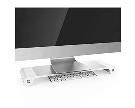 Aluminum Monitor Stand Space Bar With Keyboard Storage For Laptop Imac