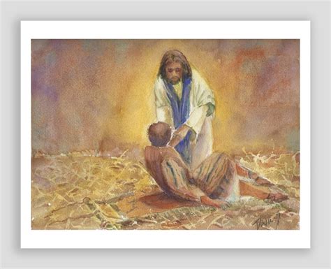 Jesus Heals The Paralytic Man Print Christian Art Jesus Print Bible